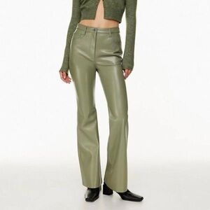 Aritzia Wilfred Melina flare leather plant in bitter sage
